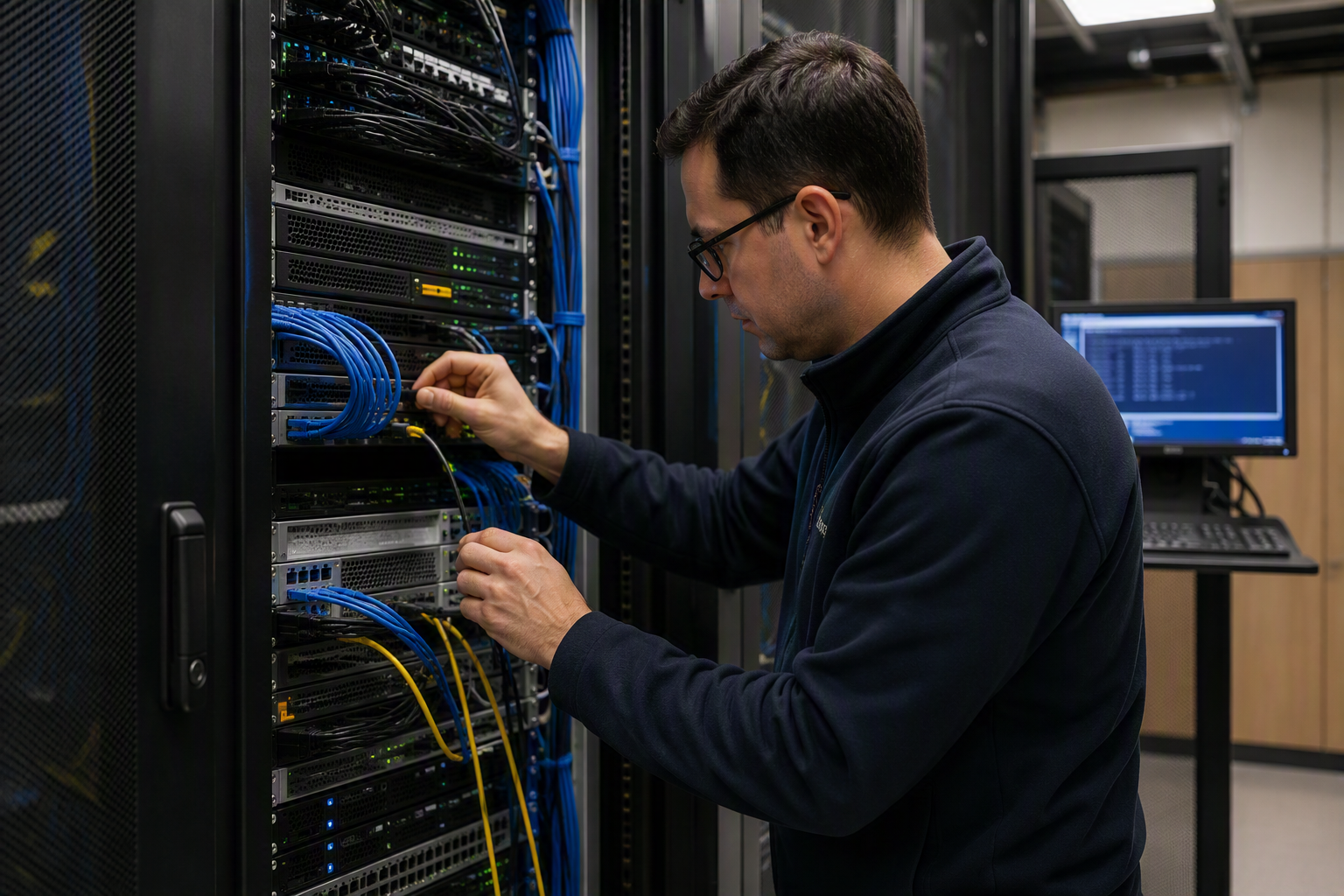 IT-Service an einem Serverschrank